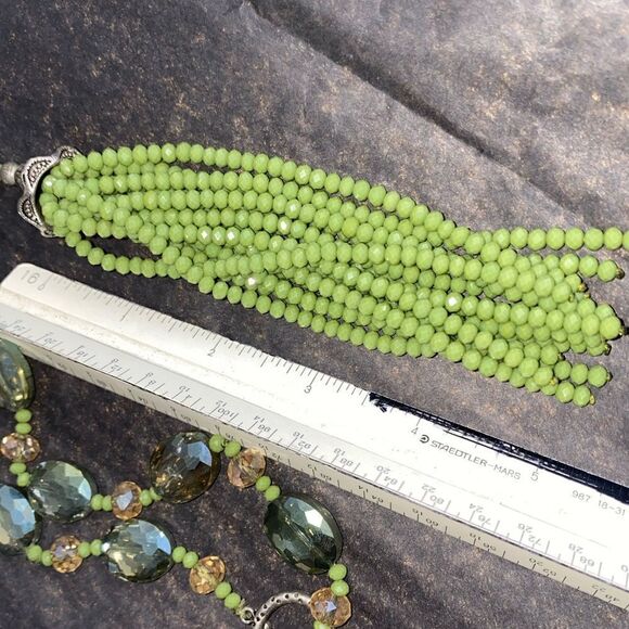 24” Jade, quartz, crystal pendant tassel necklace. Pendant&tassel removable - Picture 5 of 16